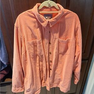 LL Bean ladies 3x plus Orange Button-Up Corduroy Shirt/jacket with pockets.